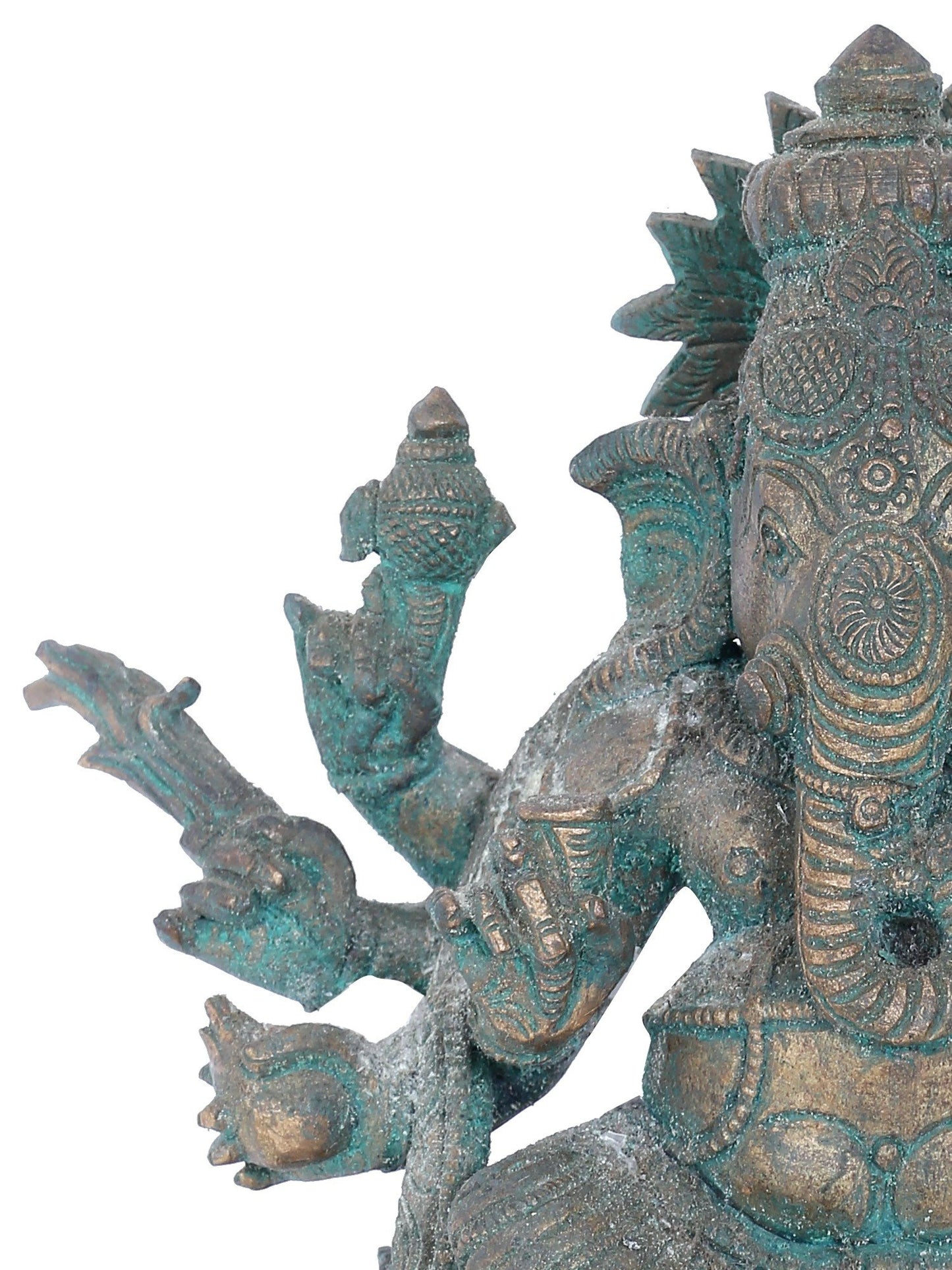 7" Taruna Ganpati With Eight Arms Bronze Idol | Panchaloha Bronze Statue | Decorative Bronze Idol | Bronze Statue For Temple