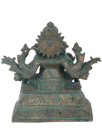 7" Taruna Ganpati With Eight Arms Bronze Idol | Panchaloha Bronze Statue | Decorative Bronze Idol | Bronze Statue For Temple