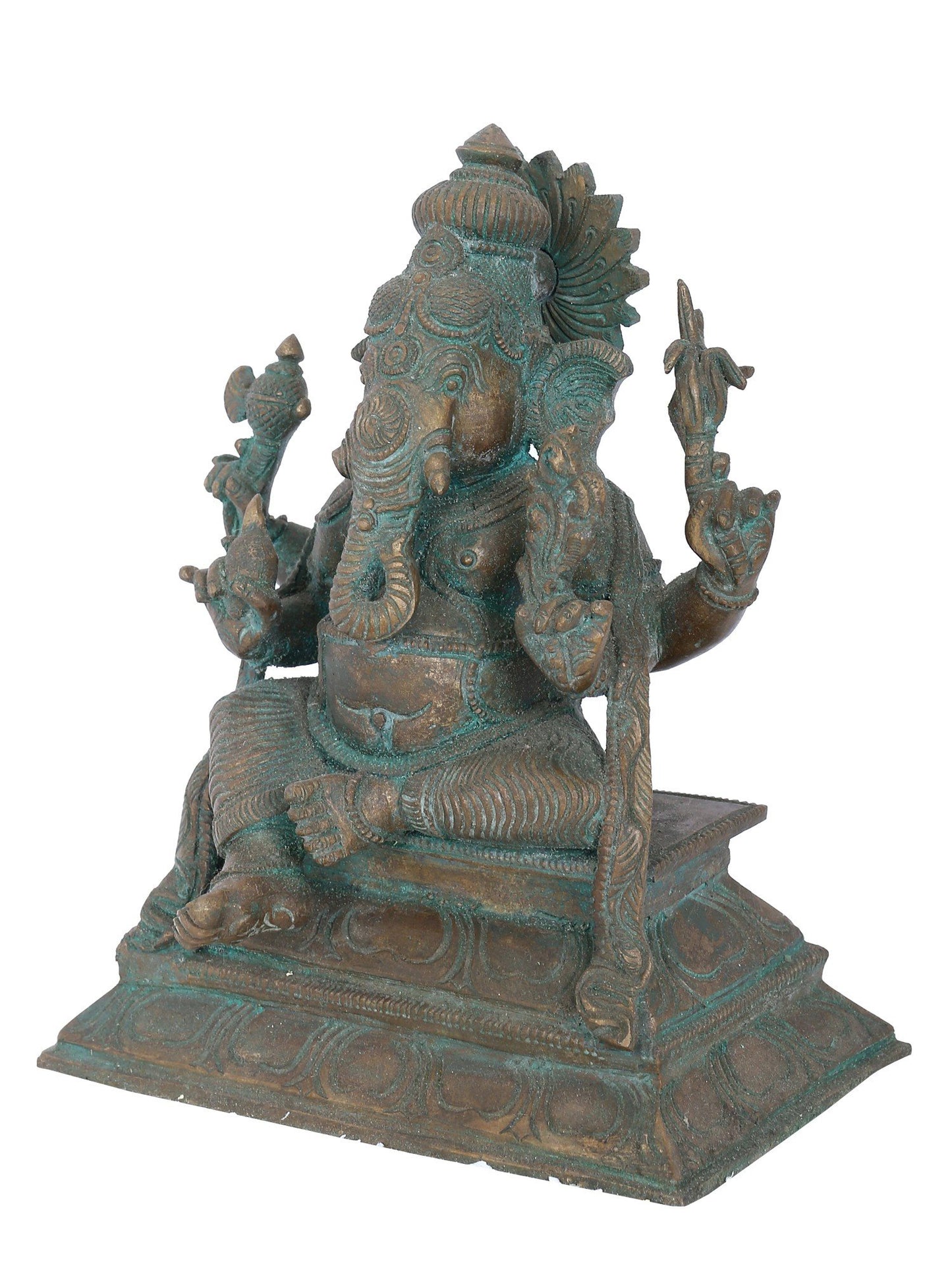 7" Four Hands Siddhi Ganapati Bronze Statue | Panchaloha Bronze Statue | Decorative Bronze Idol | Bronze Statue For Temple