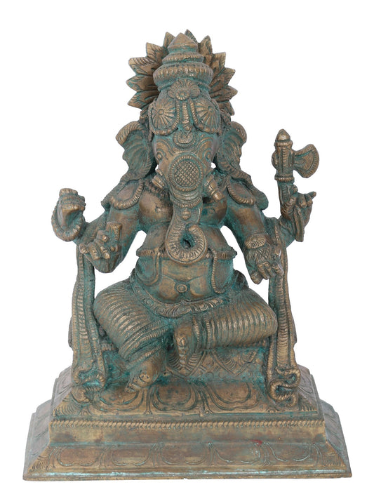 7" Dhundhi Ganapati Bronze Statue | Panchaloha Bronze Statue | Decorative Bronze Idol | Bronze Statue For Temple