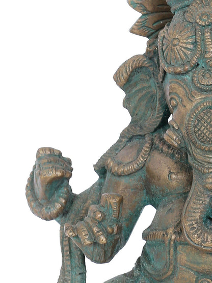 7" Dhundhi Ganapati Bronze Statue | Panchaloha Bronze Statue | Decorative Bronze Idol | Bronze Statue For Temple