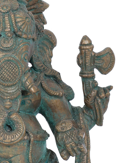 7" Dhundhi Ganapati Bronze Statue | Panchaloha Bronze Statue | Decorative Bronze Idol | Bronze Statue For Temple