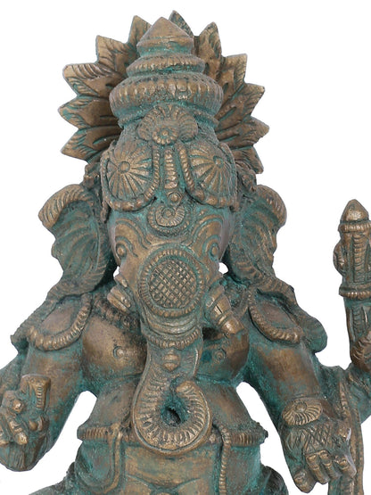 7" Dhundhi Ganapati Bronze Statue | Panchaloha Bronze Statue | Decorative Bronze Idol | Bronze Statue For Temple