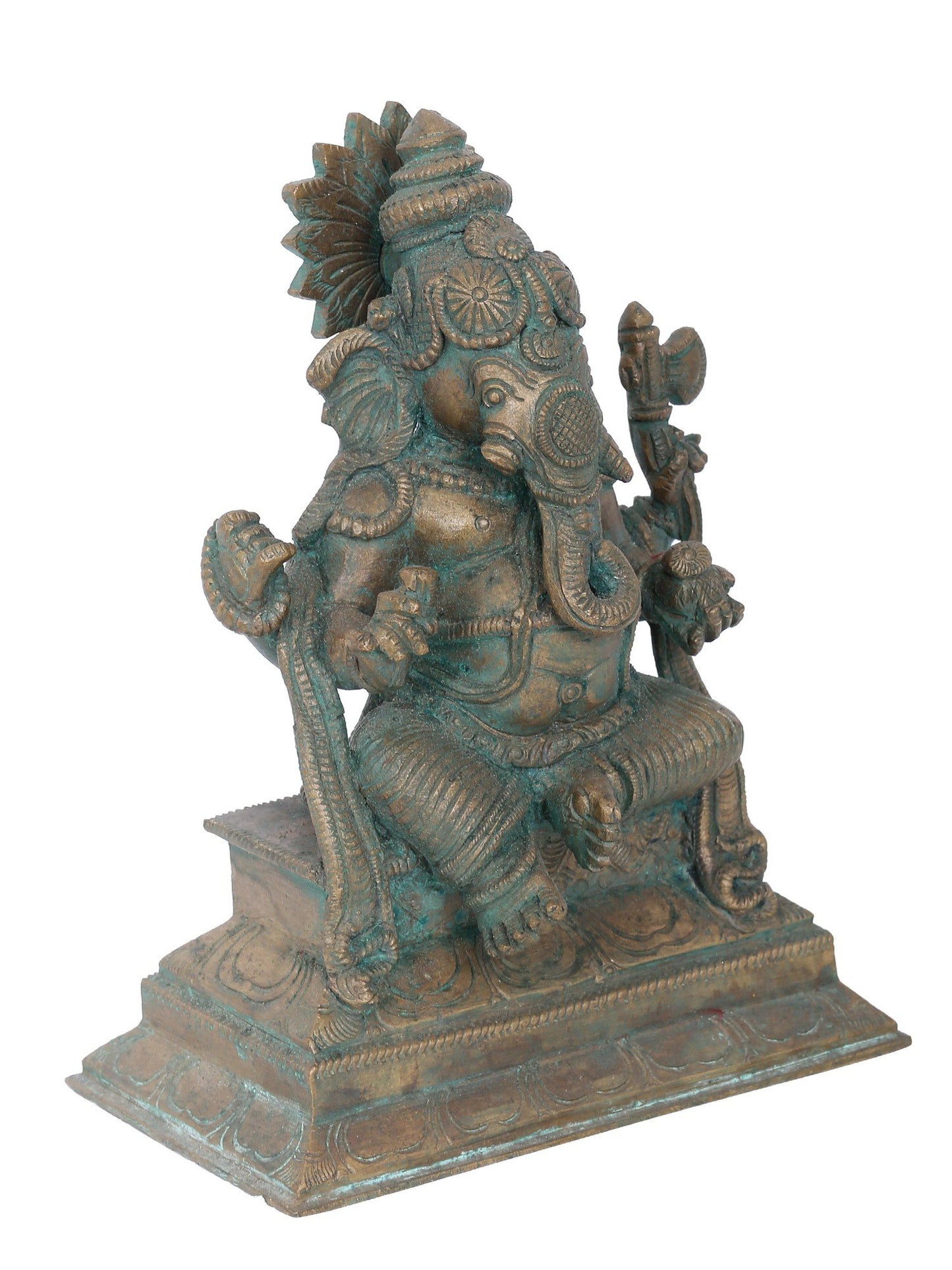 7" Dhundhi Ganapati Bronze Statue | Panchaloha Bronze Statue | Decorative Bronze Idol | Bronze Statue For Temple