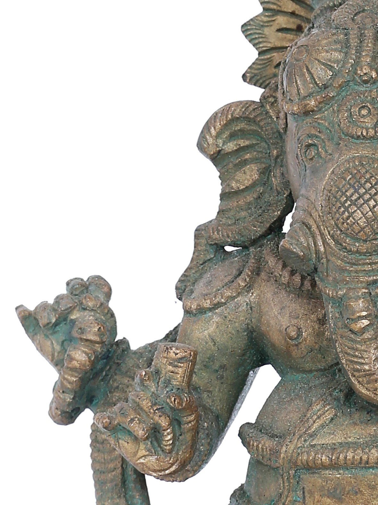 7" Ekadanta Ganapati With Flag Bronze Statue | Panchaloha Bronze Statue | Decorative Bronze Idol | Bronze Statue For Temple