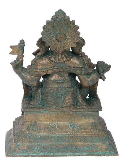 7" Ekadanta Ganapati With Flag Bronze Statue | Panchaloha Bronze Statue | Decorative Bronze Idol | Bronze Statue For Temple