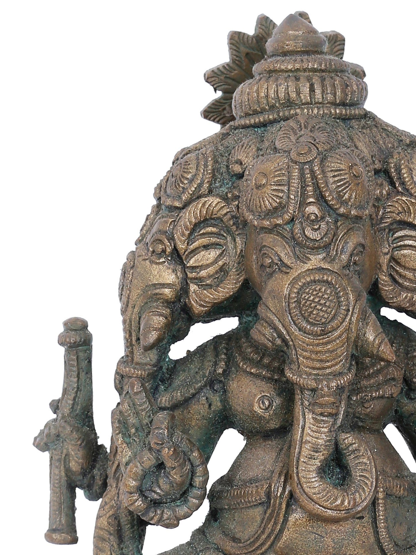 7" Four-Headed Dvija Ganapati | Panchaloha Bronze Statue | Decorative Bronze Idol | Bronze Statue For Temple