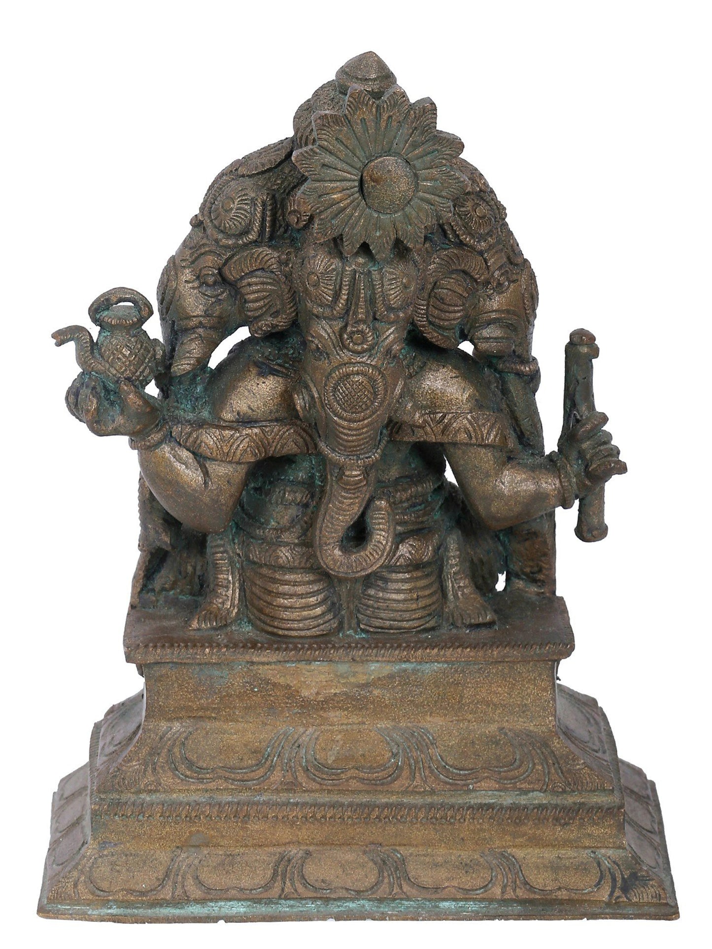 7" Four-Headed Dvija Ganapati | Panchaloha Bronze Statue | Decorative Bronze Idol | Bronze Statue For Temple