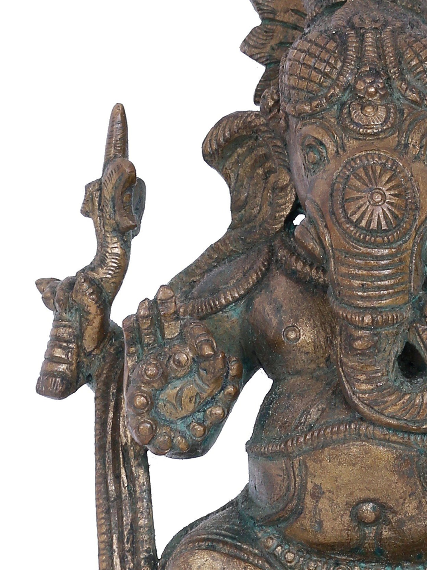 7" Four-Hands Lord Ganapati Sculpture | Panchaloha Bronze Statue | Decorative Bronze Idol | Bronze Statue For Temple