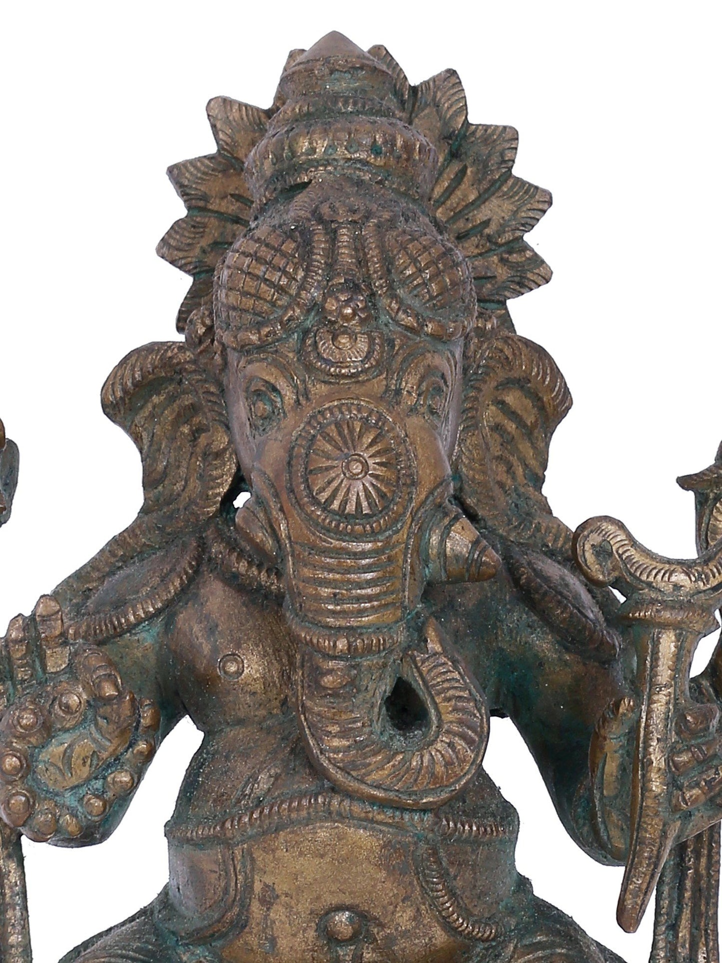 7" Four-Hands Lord Ganapati Sculpture | Panchaloha Bronze Statue | Decorative Bronze Idol | Bronze Statue For Temple