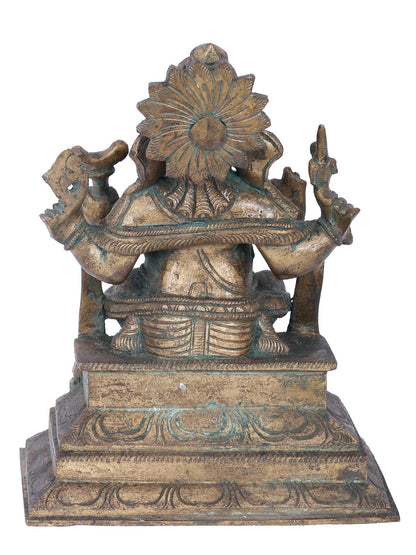 7" Four-Hands Lord Ganapati Sculpture | Panchaloha Bronze Statue | Decorative Bronze Idol | Bronze Statue For Temple