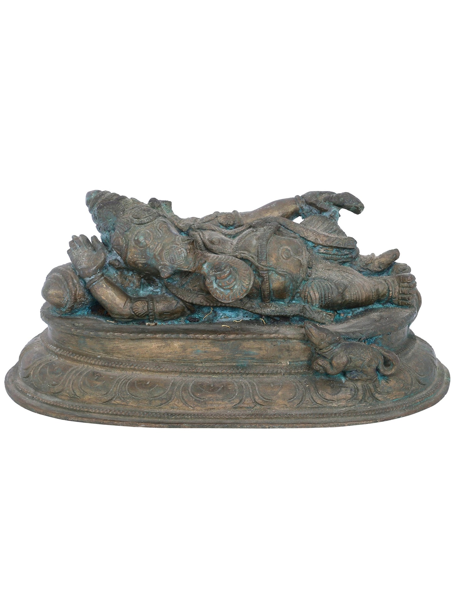 11" Reclining Lord Ganesha Bronze Statue | Panchaloha Bronze Statue | Decorative Bronze Idol | Bronze Statue For Temple