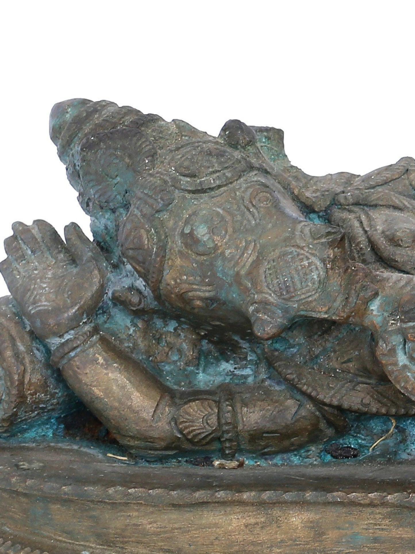 11" Reclining Lord Ganesha Bronze Statue | Panchaloha Bronze Statue | Decorative Bronze Idol | Bronze Statue For Temple