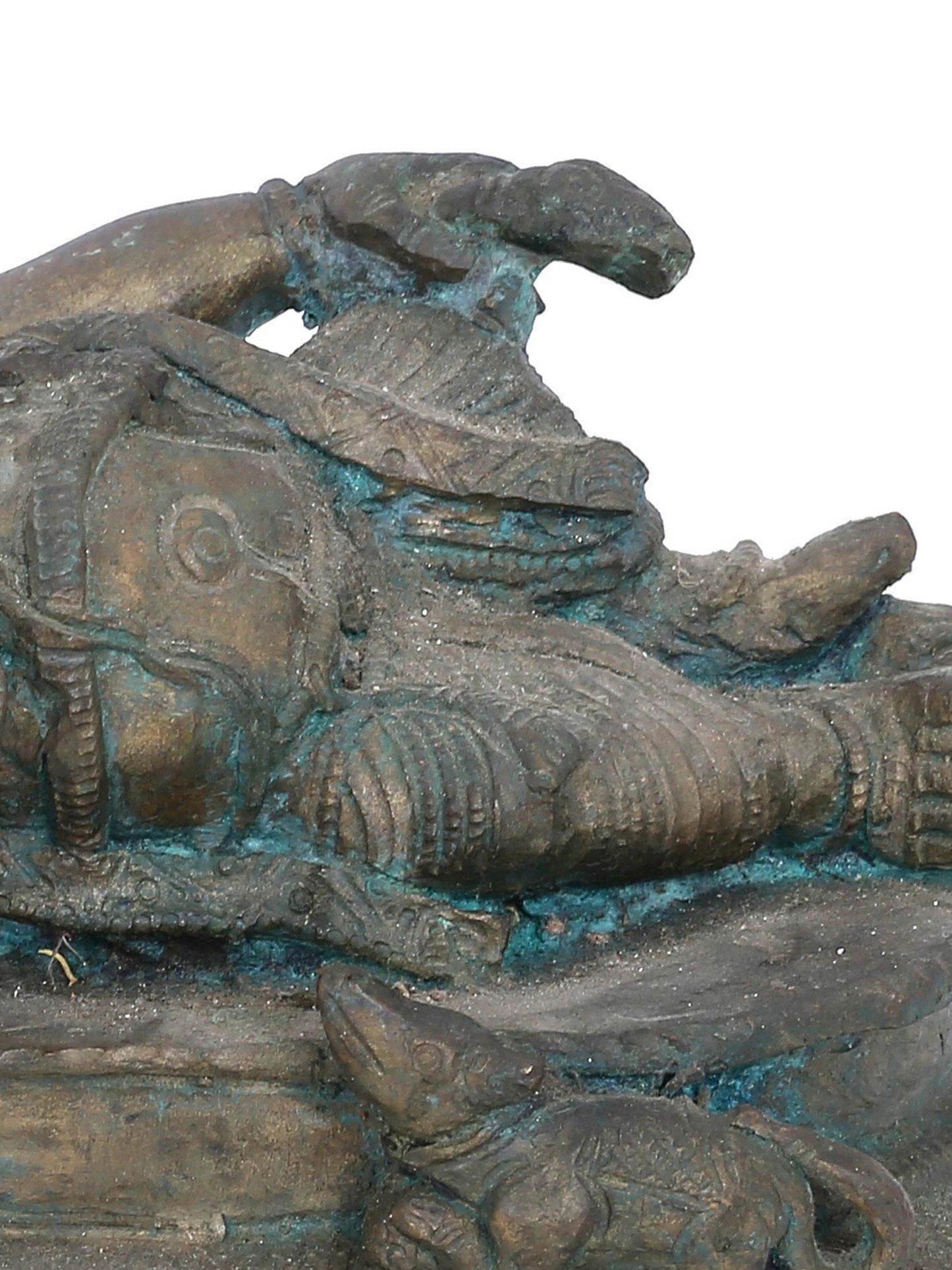 11" Reclining Lord Ganesha Bronze Statue | Panchaloha Bronze Statue | Decorative Bronze Idol | Bronze Statue For Temple