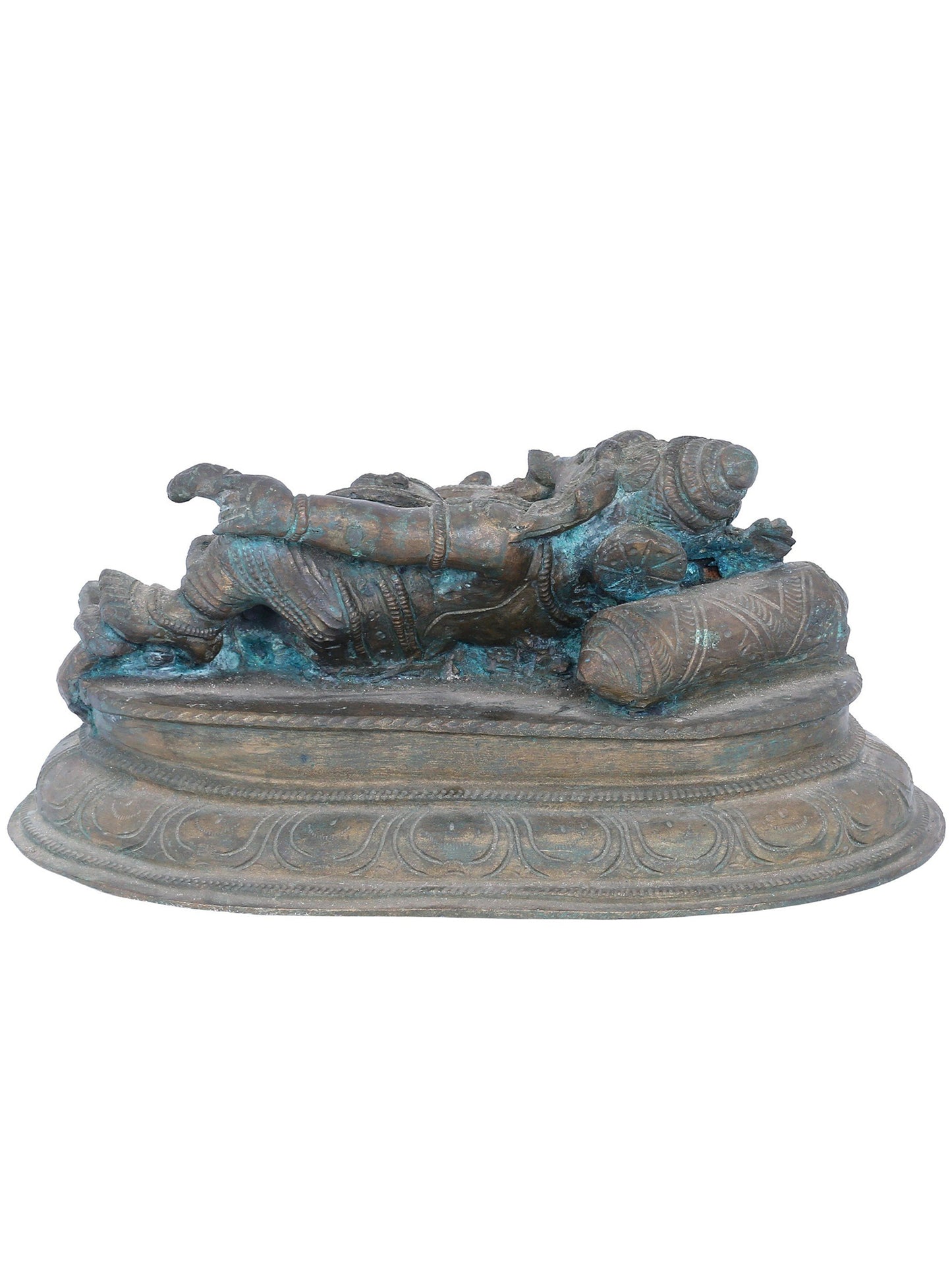 11" Reclining Lord Ganesha Bronze Statue | Panchaloha Bronze Statue | Decorative Bronze Idol | Bronze Statue For Temple