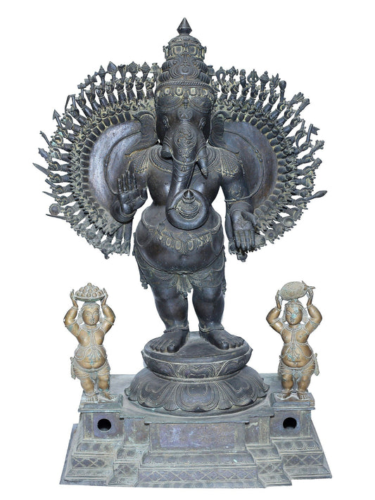 54" A Staggering Triumph ganesha Of Chola Artistic Tradition In Panchaloha Bronze statue | Made In Swamimalai, Tamil Nadu | Masterpiece Statue