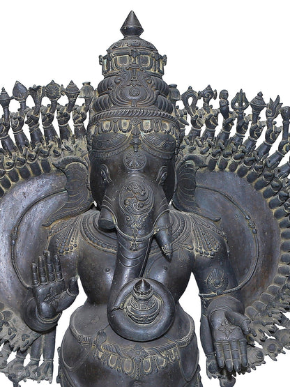 54" A Staggering Triumph ganesha Of Chola Artistic Tradition In Panchaloha Bronze statue | Made In Swamimalai, Tamil Nadu | Masterpiece Statue