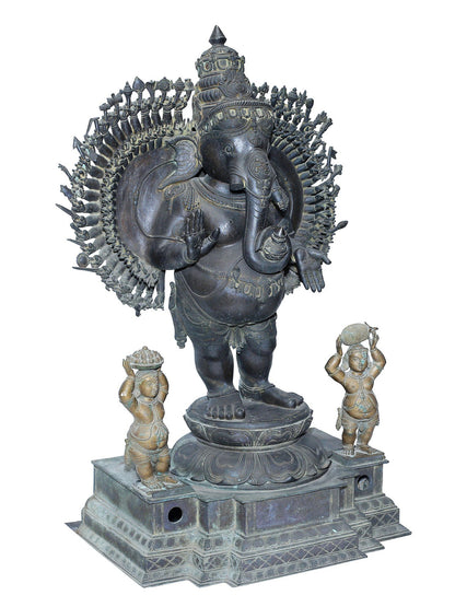 54" A Staggering Triumph ganesha Of Chola Artistic Tradition In Panchaloha Bronze statue | Made In Swamimalai, Tamil Nadu | Masterpiece Statue