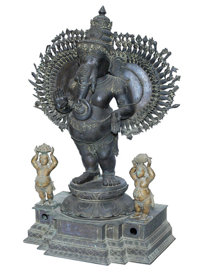 54" A Staggering Triumph ganesha Of Chola Artistic Tradition In Panchaloha Bronze statue | Made In Swamimalai, Tamil Nadu | Masterpiece Statue