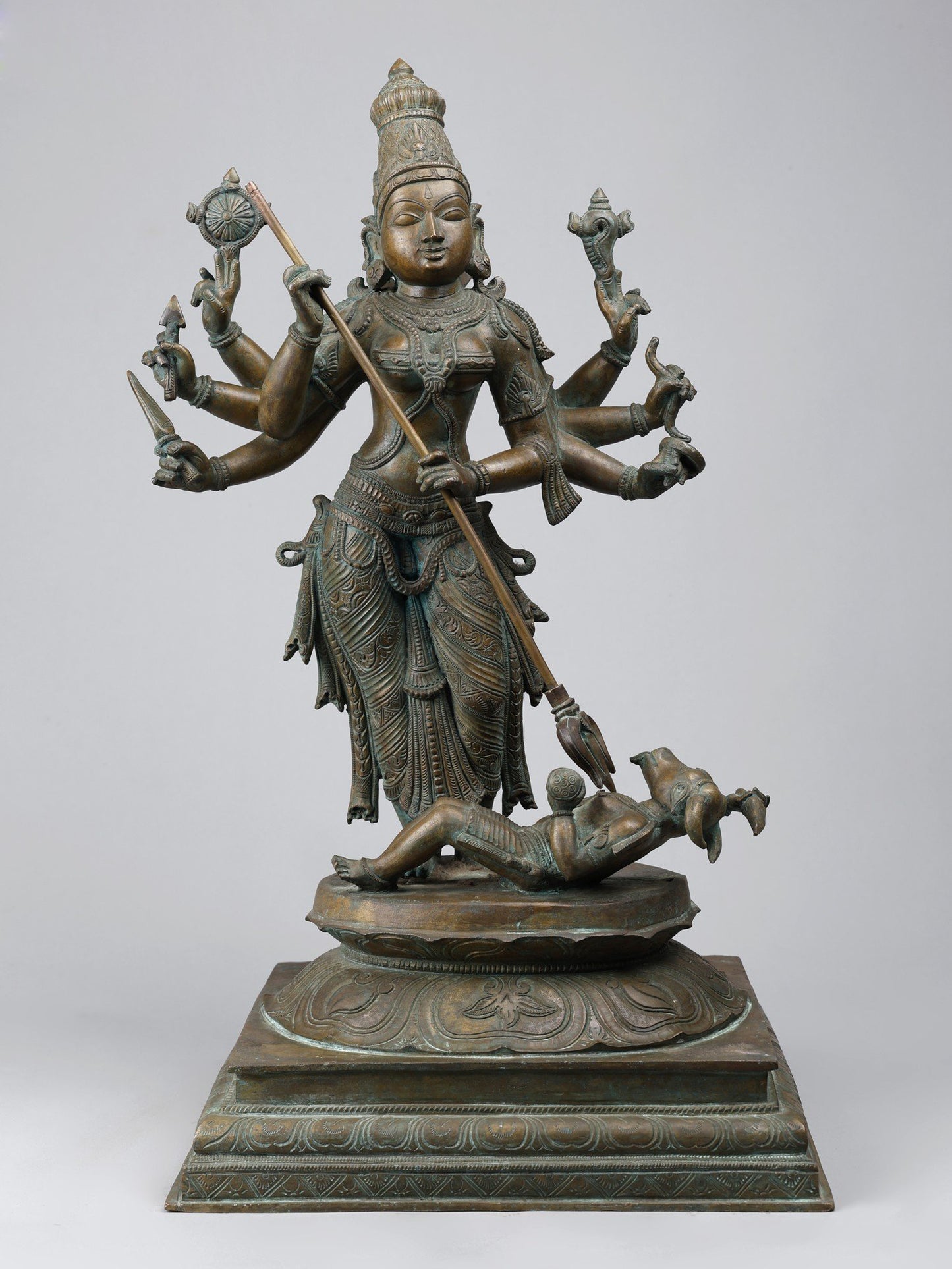 25" Eight Armed Goddess Durga (Mahishasura-Mardini) | Panchaloha Bronze Statue | Decorative Bronze Idol | Bronze Statue For Temple