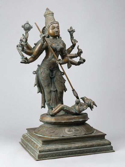 25" Eight Armed Goddess Durga (Mahishasura-Mardini) | Panchaloha Bronze Statue | Decorative Bronze Idol | Bronze Statue For Temple