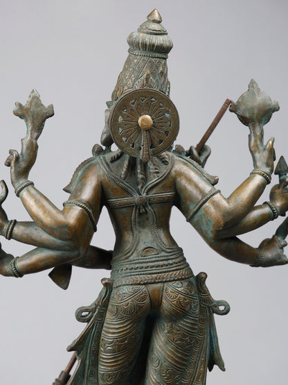 25" Eight Armed Goddess Durga (Mahishasura-Mardini) | Panchaloha Bronze Statue | Decorative Bronze Idol | Bronze Statue For Temple