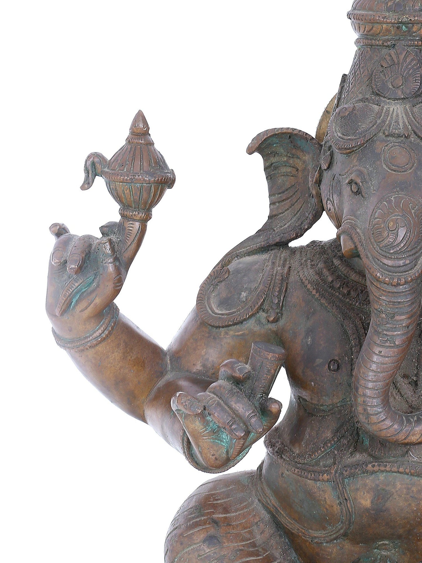 22" Meditative Lord Ganesha Statue | Panchaloha Bronze Statue | Decorative Bronze Idol | Bronze Statue For Temple