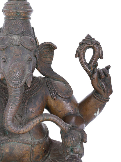 22" Meditative Lord Ganesha Statue | Panchaloha Bronze Statue | Decorative Bronze Idol | Bronze Statue For Temple