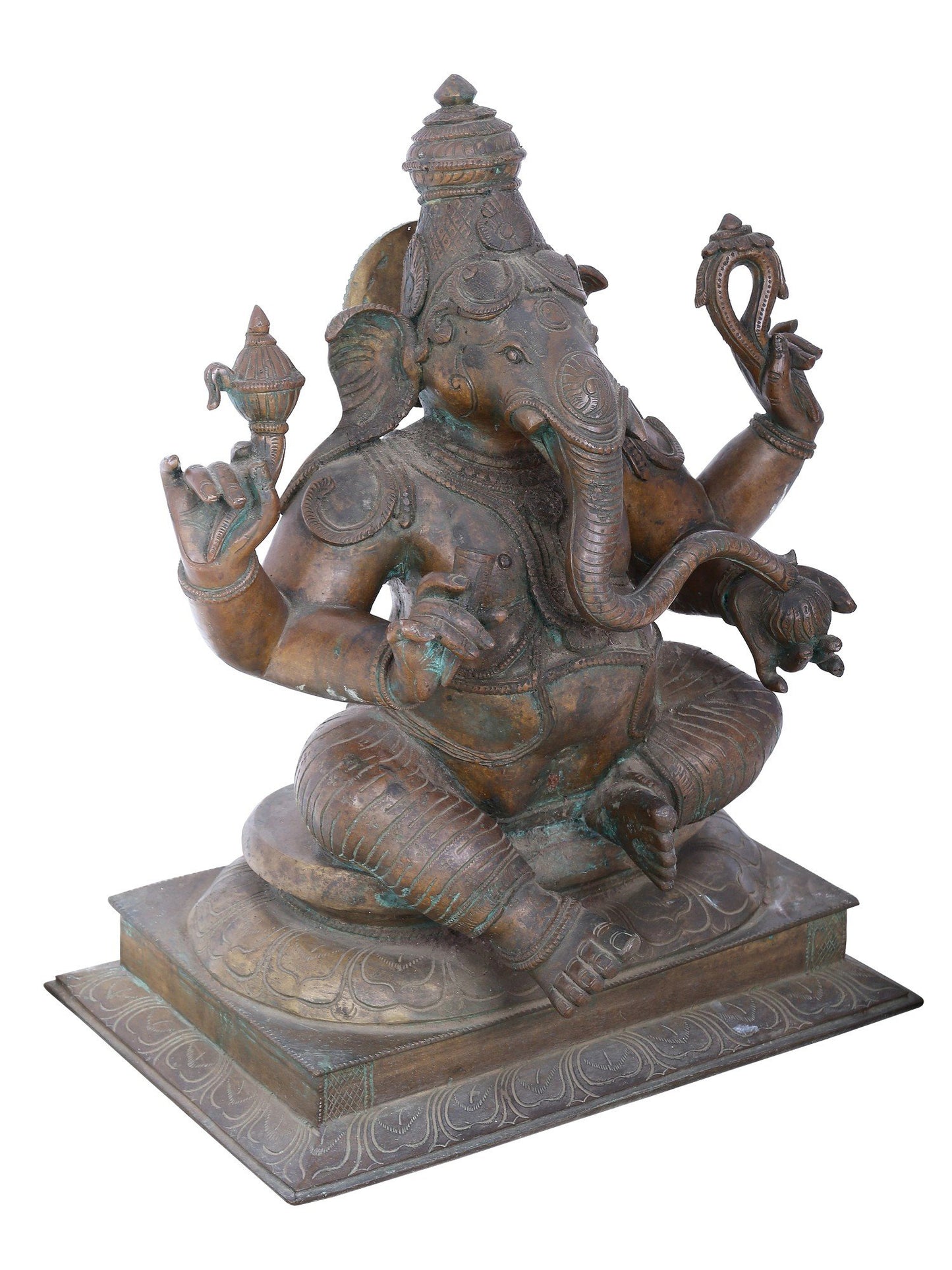 22" Meditative Lord Ganesha Statue | Panchaloha Bronze Statue | Decorative Bronze Idol | Bronze Statue For Temple