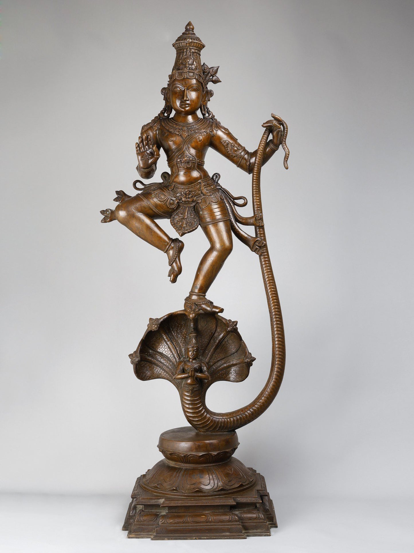 48" Large Superfine Lord Krishna Dancing On Kaliya Naag | Panchaloha Bronze Statue | Decorative Bronze Idol | Bronze Statue For Temple