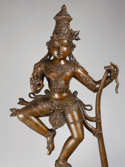 48" Large Superfine Lord Krishna Dancing On Kaliya Naag | Panchaloha Bronze Statue | Decorative Bronze Idol | Bronze Statue For Temple