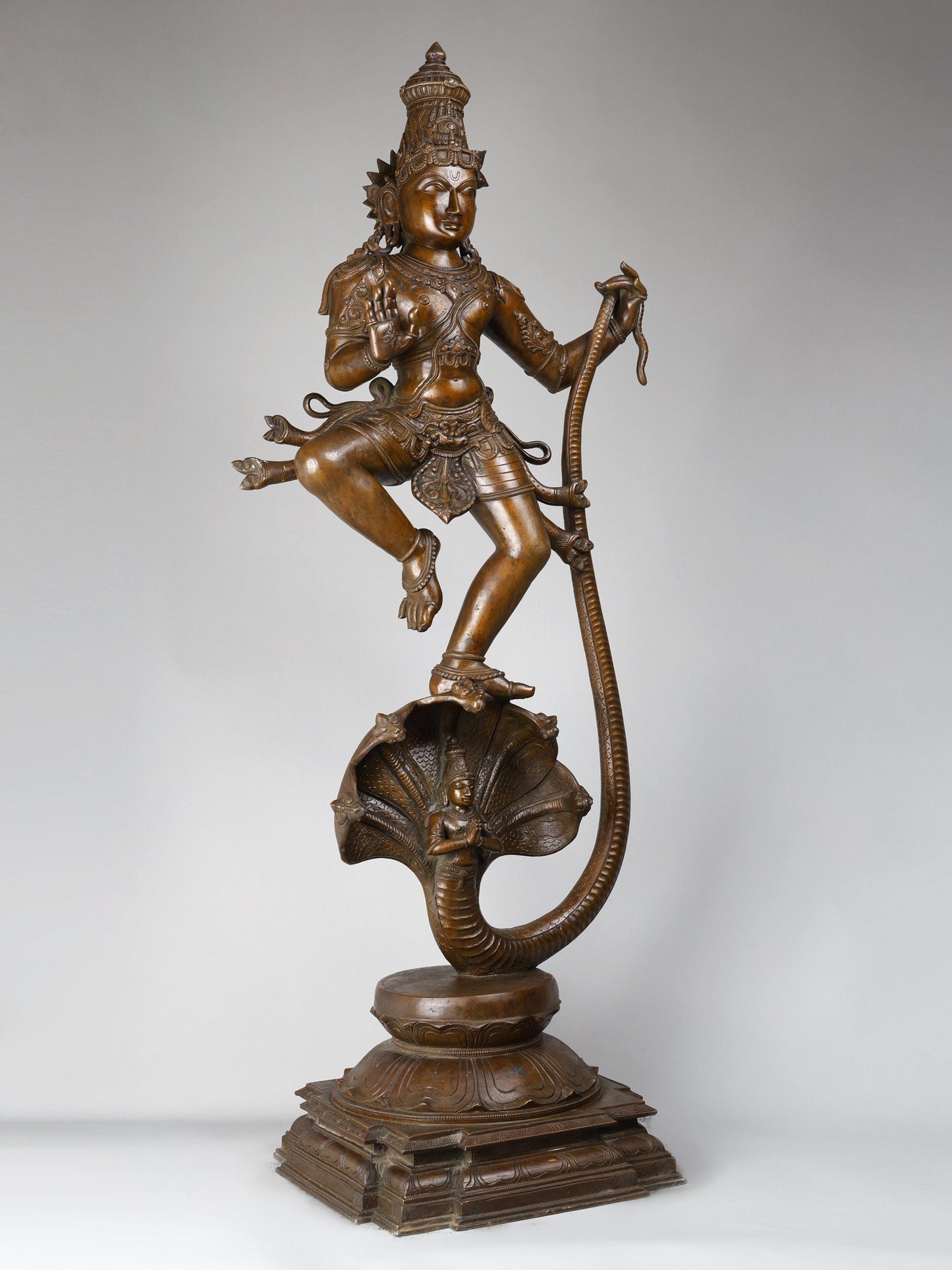 48" Large Superfine Lord Krishna Dancing On Kaliya Naag | Panchaloha Bronze Statue | Decorative Bronze Idol | Bronze Statue For Temple