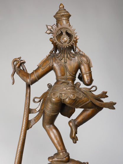 48" Large Superfine Lord Krishna Dancing On Kaliya Naag | Panchaloha Bronze Statue | Decorative Bronze Idol | Bronze Statue For Temple