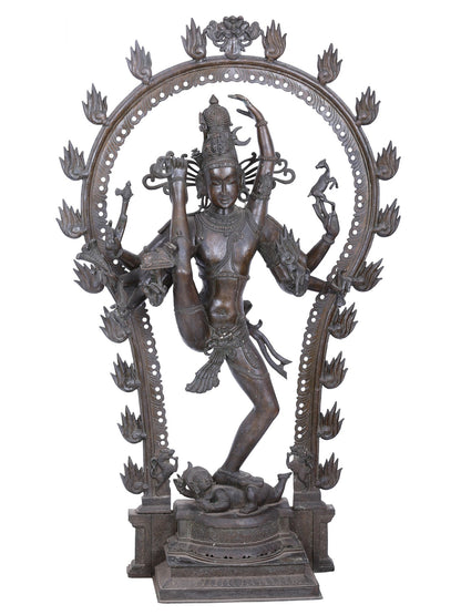 50" Large Statue Of Lord Shiva Tandava As Nataraja | Panchaloha Bronze Statue | Decorative Bronze Idol | Bronze Statue For Temple