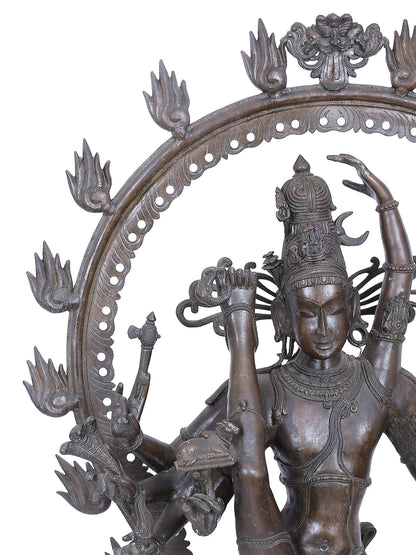 50" Large Statue Of Lord Shiva Tandava As Nataraja | Panchaloha Bronze Statue | Decorative Bronze Idol | Bronze Statue For Temple