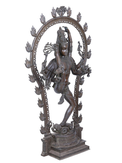 50" Large Statue Of Lord Shiva Tandava As Nataraja | Panchaloha Bronze Statue | Decorative Bronze Idol | Bronze Statue For Temple