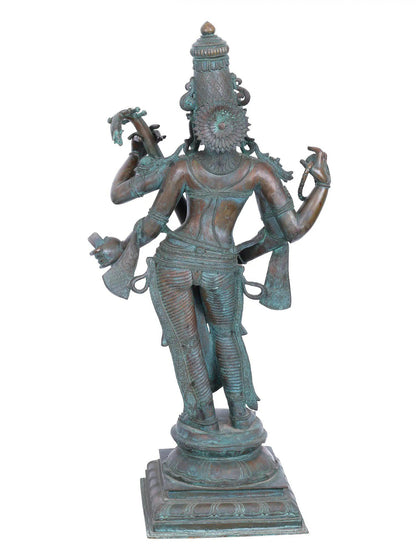 42" Large Standing Devi Saraswati Statue With Sitar | Panchaloha Bronze Statue | Decorative Bronze Idol | Bronze Statue For Temple