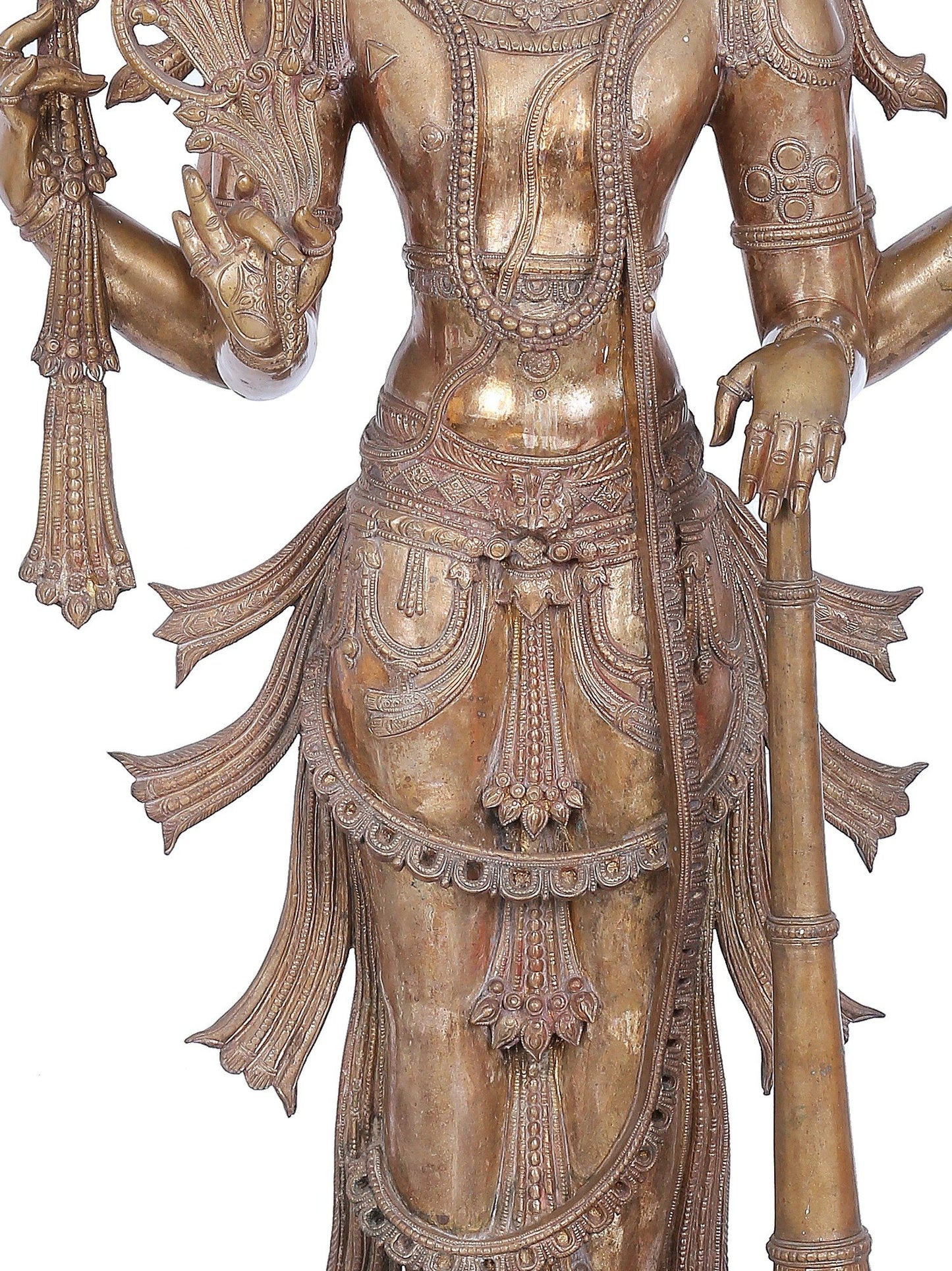 48" Large Lord Perumal (Vishnu) With Mace | Panchaloha Bronze Statue | Decorative Bronze Idol | Bronze Statue For Temple