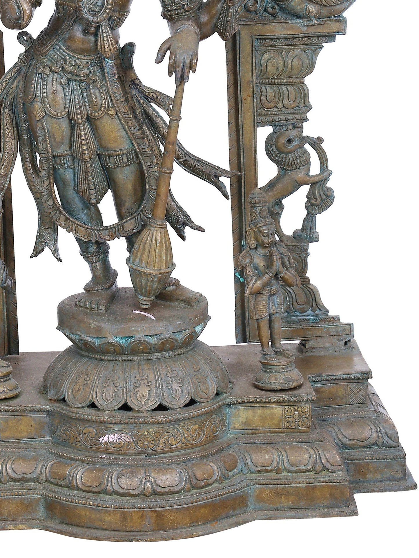 30" Lord Perumal (Vishnu) With Garuda And Hanuman Ji | Panchaloha Bronze Statue | Decorative Bronze Idol | Bronze Statue For Temple