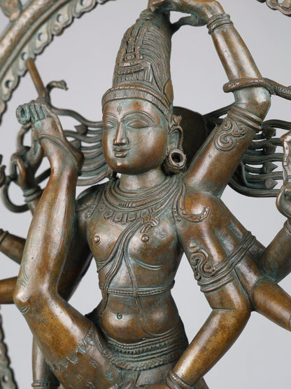 31" Large Shiva Tandava (Nataraja) Sculpture | Panchaloha Bronze Statue | Decorative Bronze Idol | Bronze Statue For Temple