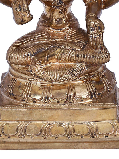 6" Sitting Goddess Lakshmi With Four Hands | Panchaloha Bronze Statue | Decorative Bronze Idol | Bronze Statue For Temple