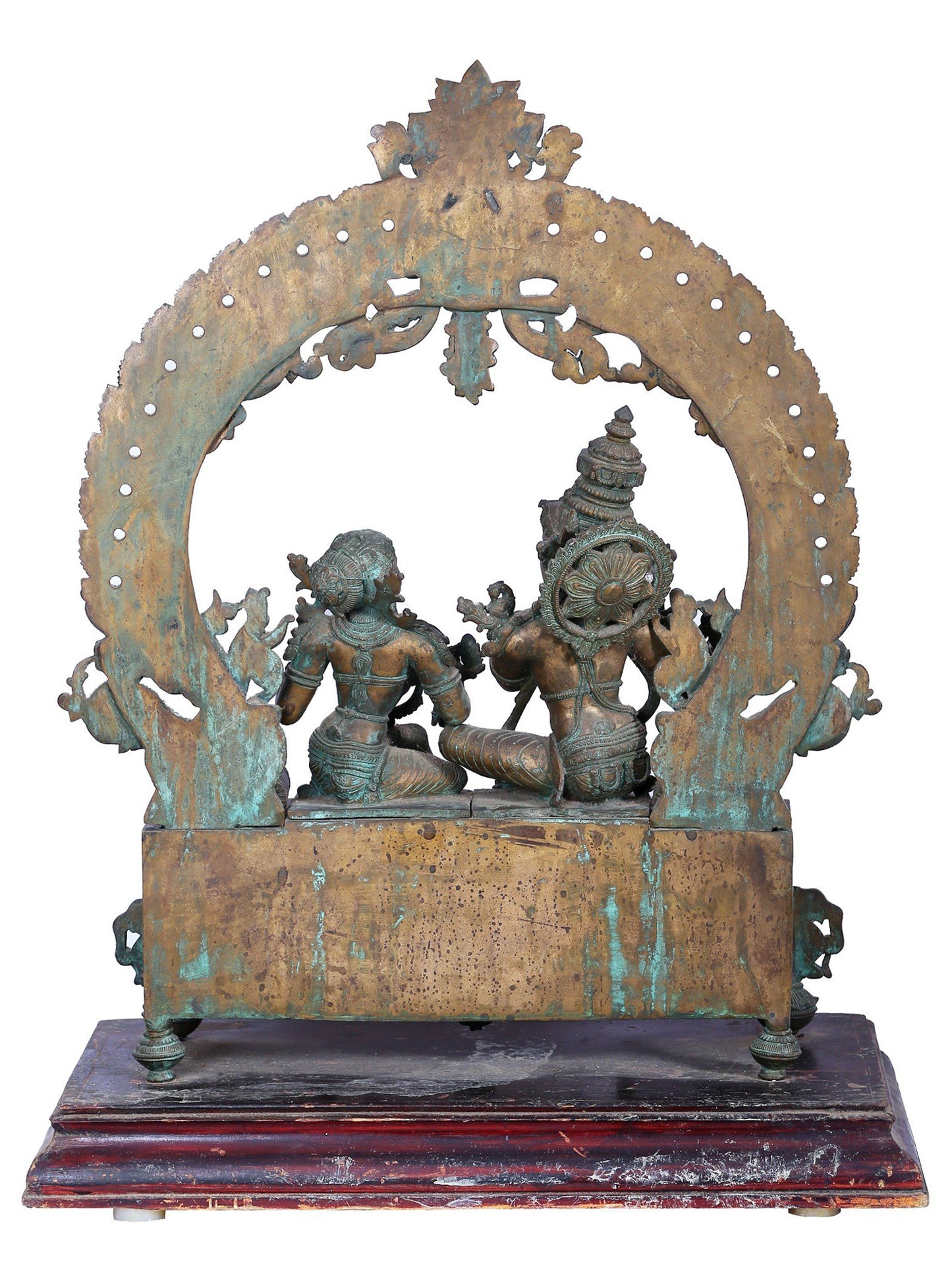 32'' Radha-Krishna Seated On Kirtimukha Throne | Panchaloha Bronze Statue | Decorative Bronze Idol | Bronze Statue For Temple