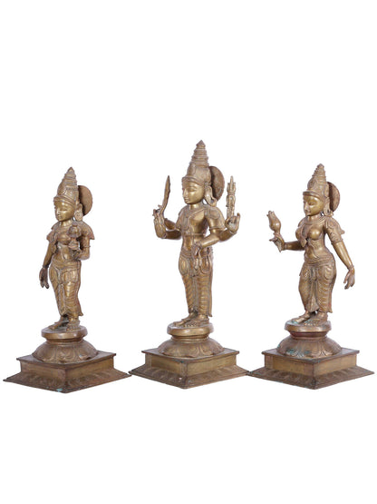 21'' Lord Murugan (Kartikeya) With Devasena And Valli Panchaloha Bronze Sculpture | Bronze Statue For Tample