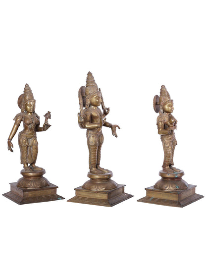 21'' Lord Murugan (Kartikeya) With Devasena And Valli Panchaloha Bronze Sculpture | Bronze Statue For Tample