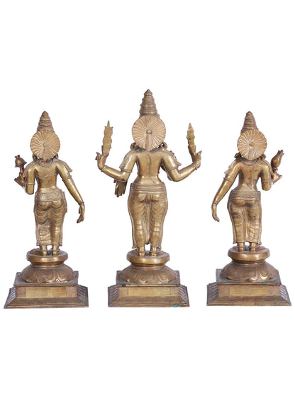 21'' Lord Murugan (Kartikeya) With Devasena And Valli Panchaloha Bronze Sculpture | Bronze Statue For Tample