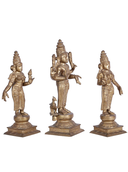 19'' Subramanya (Kartikeya) With Devasena And Valli | Panchaloha Bronze Statue