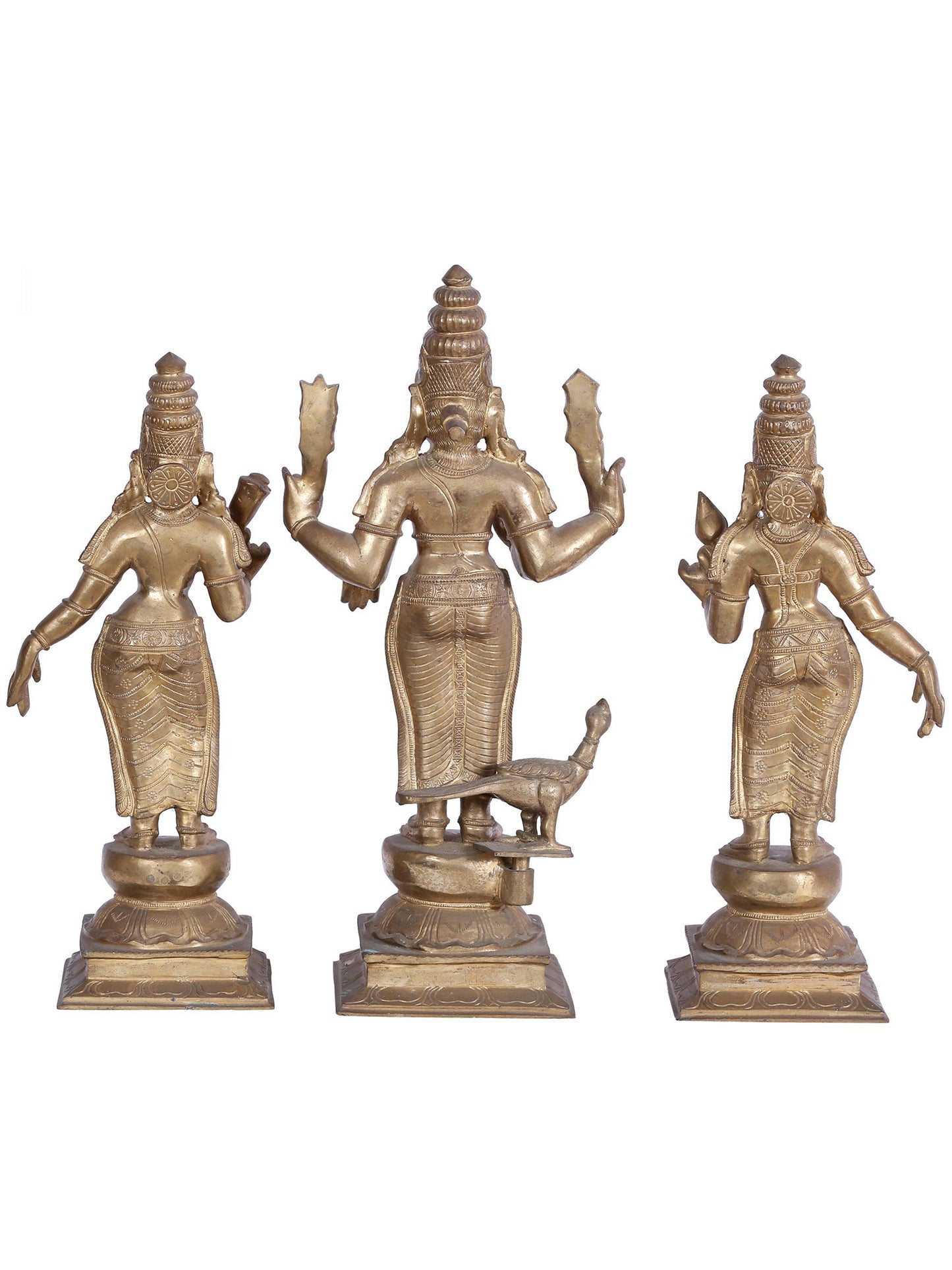 19'' Subramanya (Kartikeya) With Devasena And Valli | Panchaloha Bronze Statue