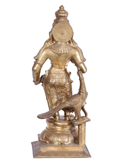 27'' Bala Murugan (Kartikeya) In Standing Mudra | Panchaloha Bronze Statue From Swamimalai