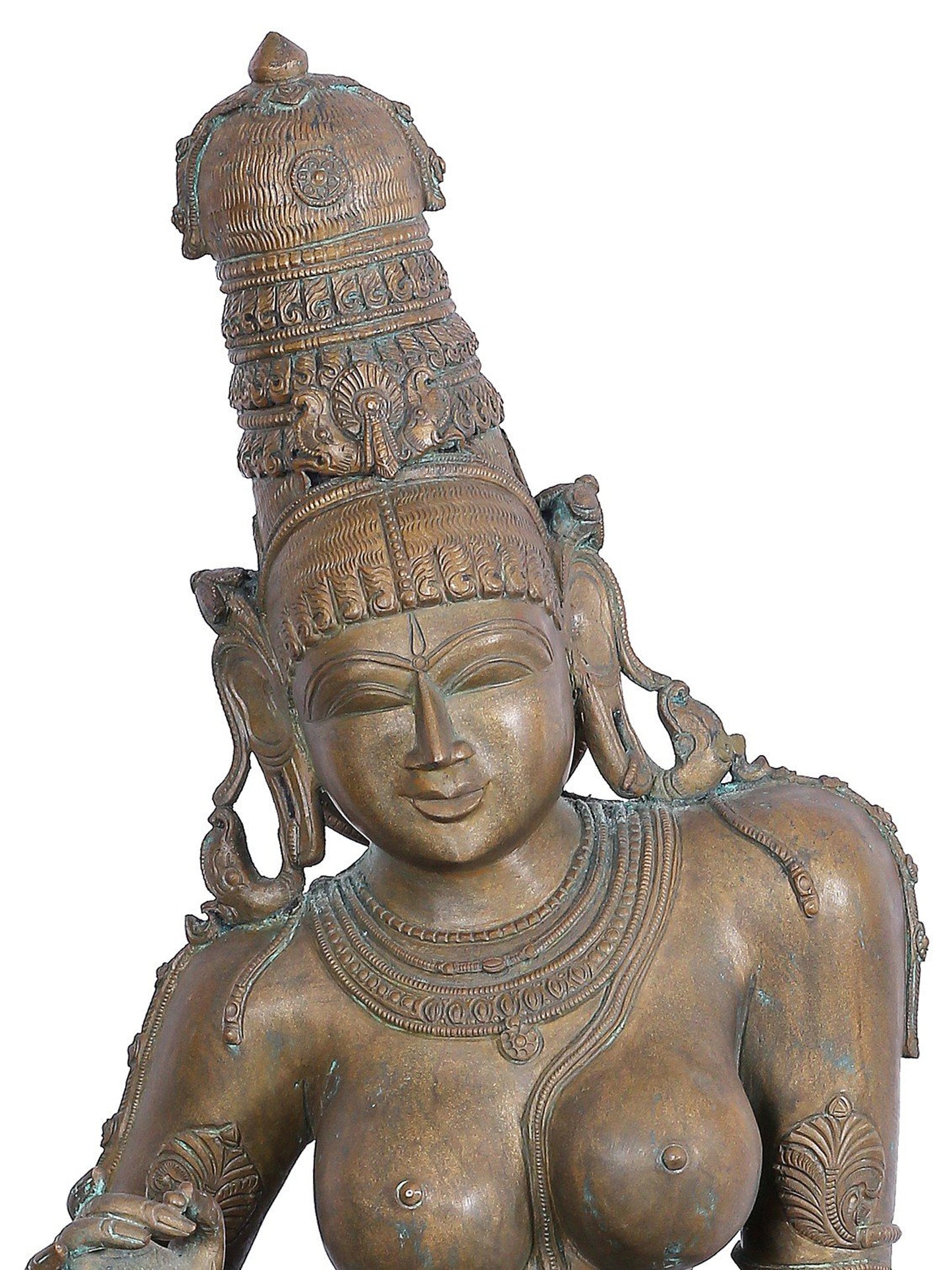 29'' Devi Uma (Bhoga Shakti) | Panchaloha Bronze Statue From Swamimalai | Parvati Bronze Statue