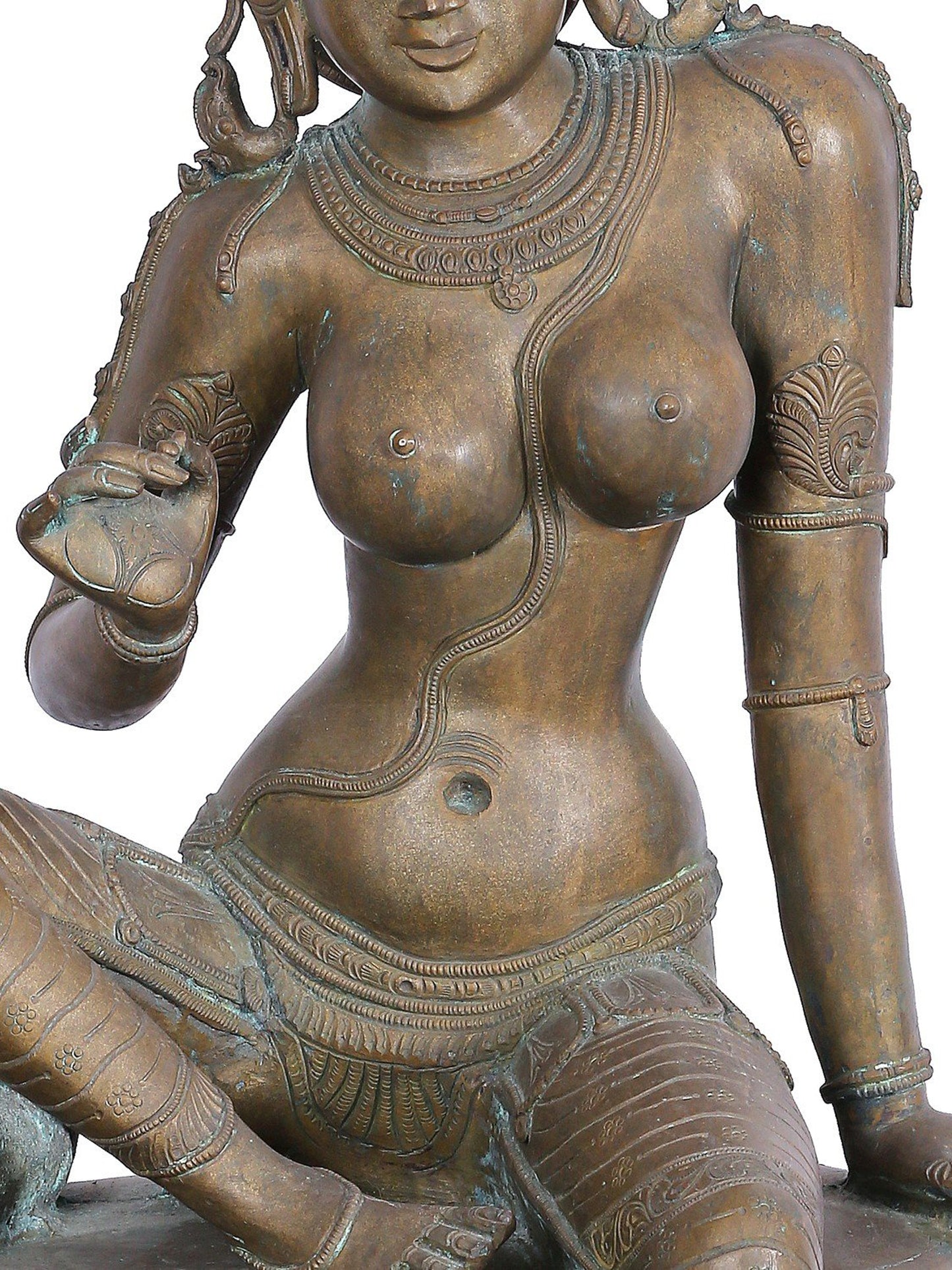 29'' Devi Uma (Bhoga Shakti) | Panchaloha Bronze Statue From Swamimalai | Parvati Bronze Statue